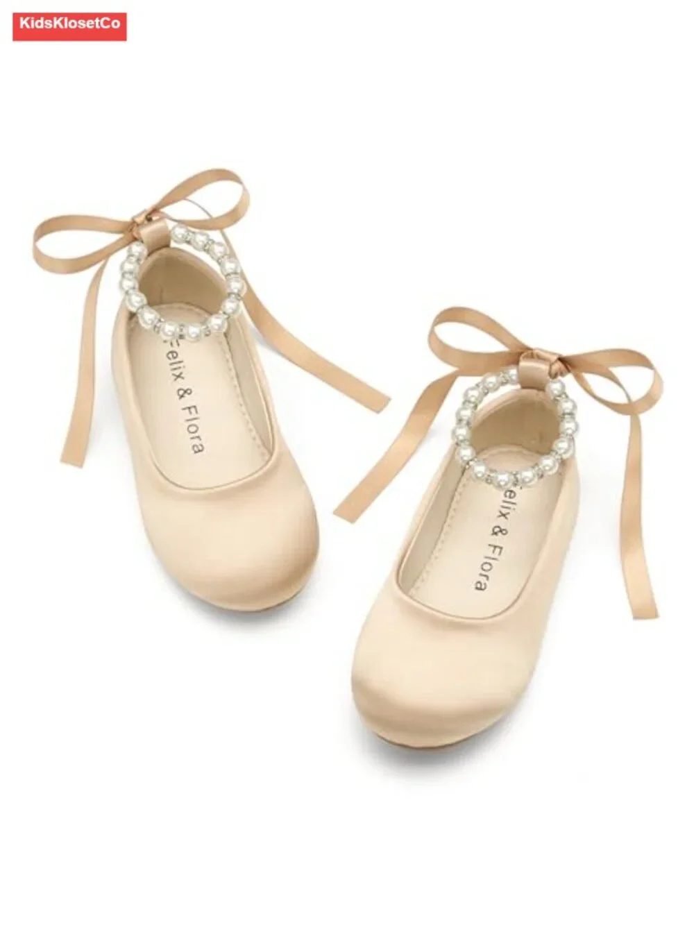 Satin Mary Jane Ballet Flats for Girls - Party Wedding Dress Shoes Non-Slip